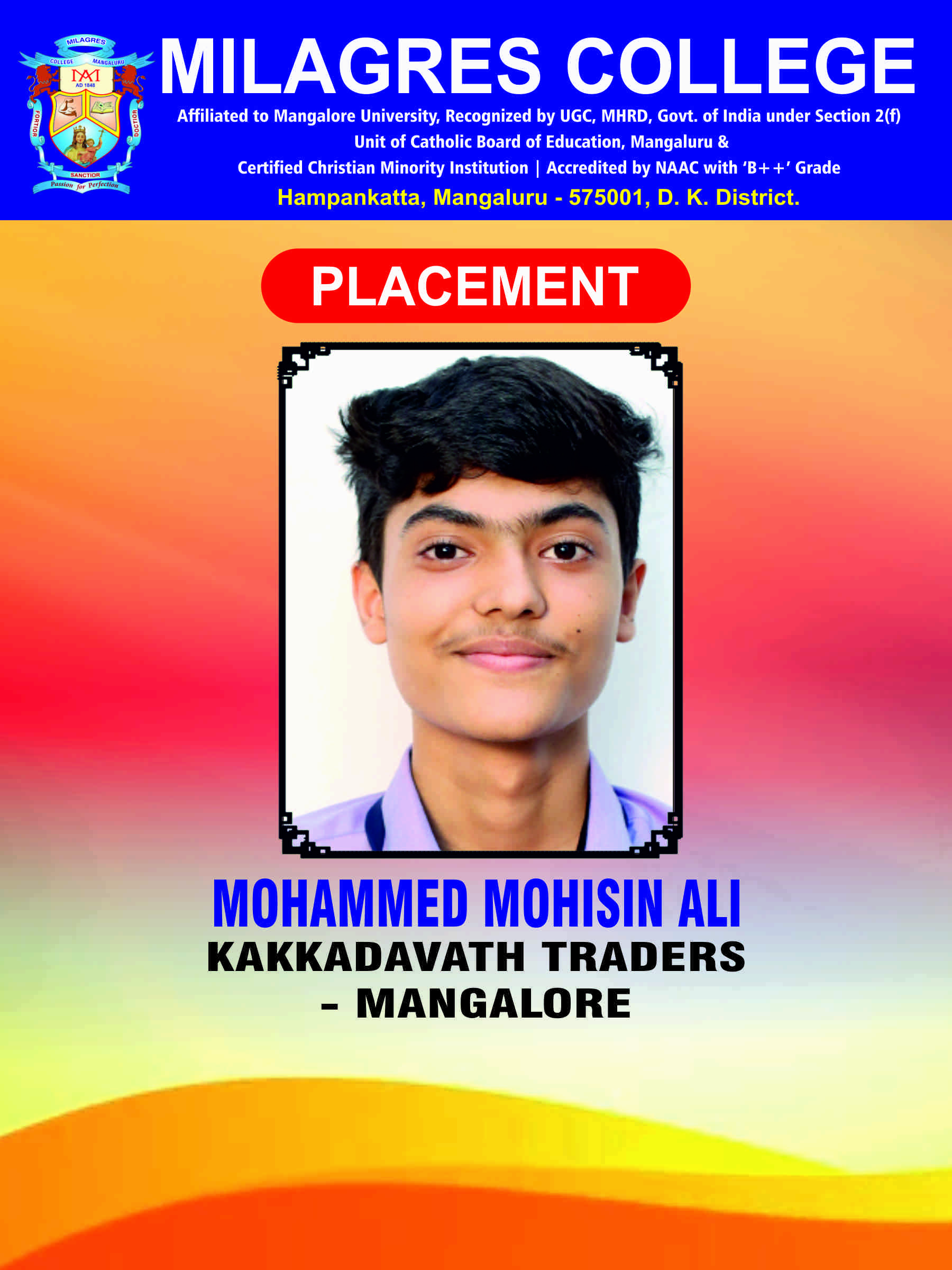 Successfully placed student